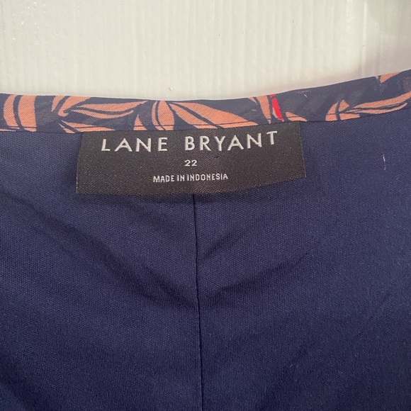 Lane Bryant Top Womens 22 Navy & Pink Floral Balloon Sleeve Lined Flowy Plus - Picture 2 of 9